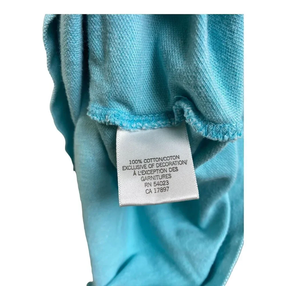 Banana Republic Men's Short Sleeve Polo Light Blue‎ Logo Cotton Size Large